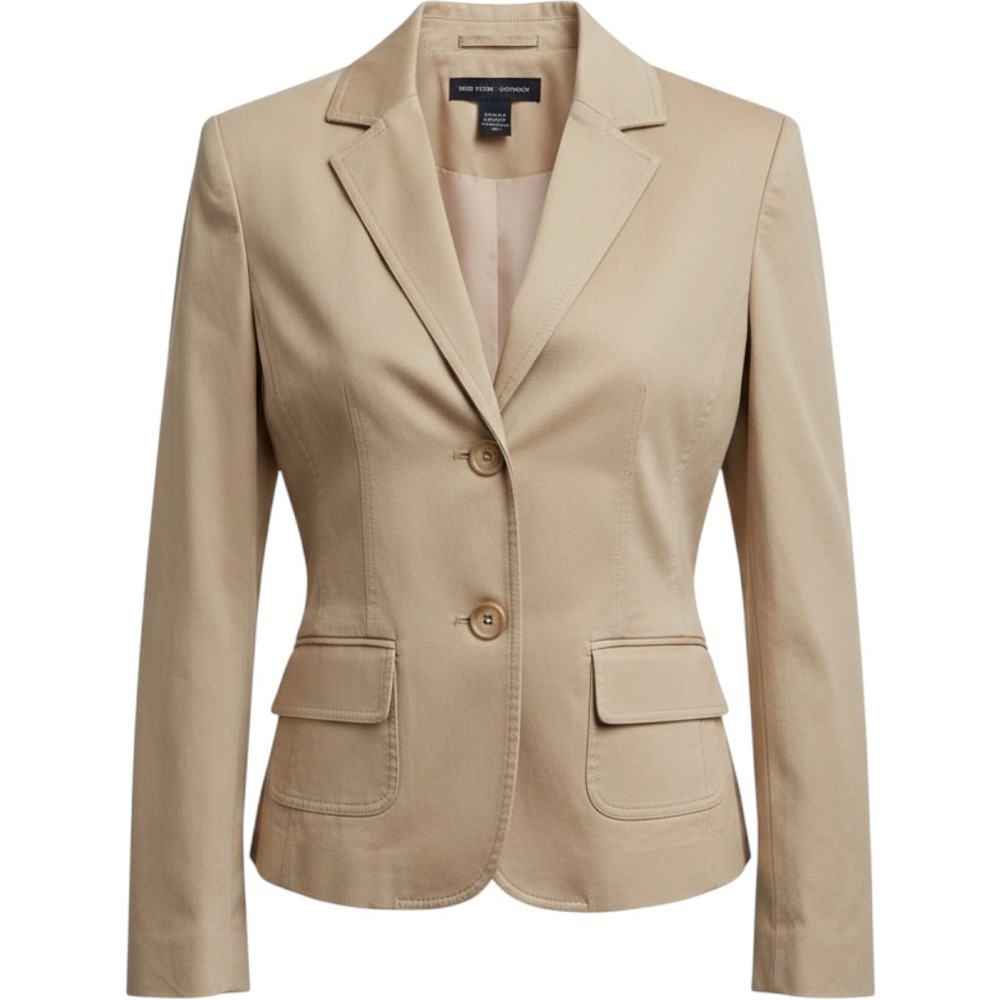 New York & Company Tan Cotton Blend Two Button Blazer Jacket Khaki Size 8